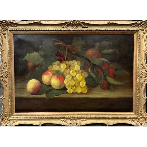 954 - John Shirley Fox (1860-1939)
Still Life Study with Plums, Grapes, and Cherries
signed, dated 1898, o... 