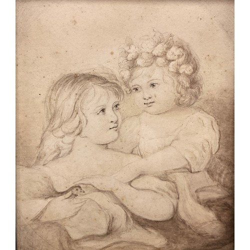 989 - English School, 18th / early 19th century, A Portrait of Two Sisters, Grisaille watercolour, with pe... 