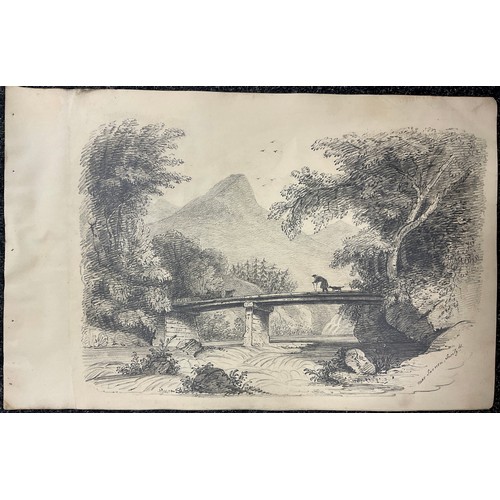 772 - A 19th century Artist’s sketch book, eight pages, landscape subjects, each titled, and dated verso, ... 