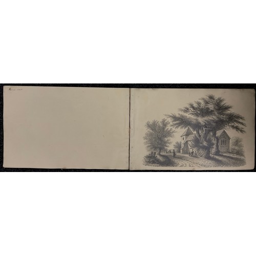 772 - A 19th century Artist’s sketch book, eight pages, landscape subjects, each titled, and dated verso, ... 