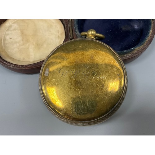 1583 - An early 20th century leather cased compensated pocket barometer, silvered register, engraved W G Lo... 