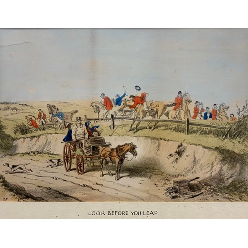 1057 - English School (19th century), a set of six coloured prints, hunting scenes, 25.5cm x 36.5cm