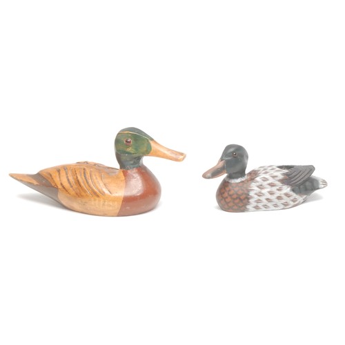 1550 - Folk Art & Treen - a softwood decoy duck, carved as a mallard drake, painted in polychrome, etched w... 