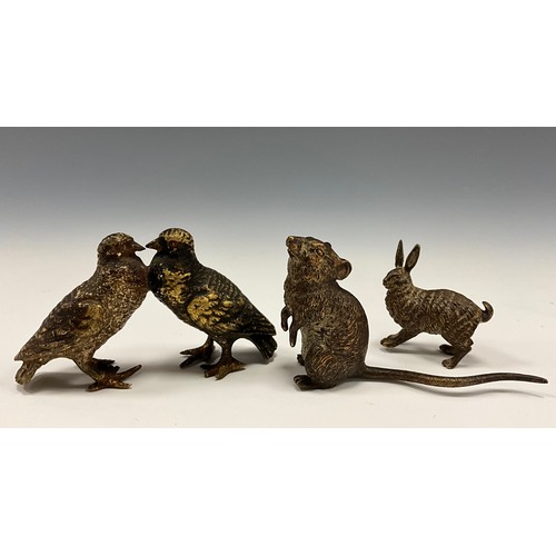 1650 - A miniature Bergmann style bronze figure, wood mouse with long tail, unmarked 3.9cm x 6.8cm others, ... 