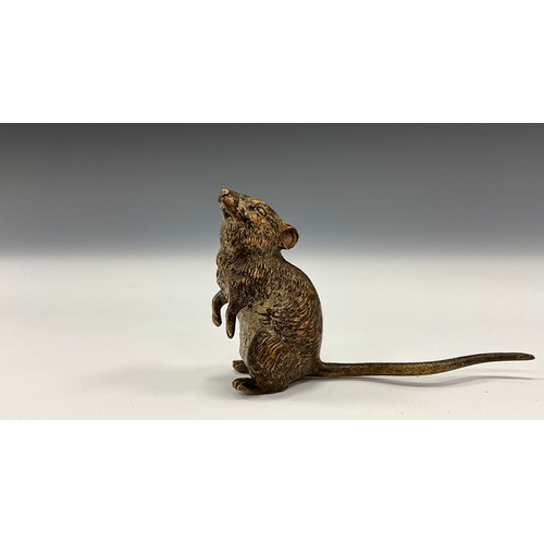 1650 - A miniature Bergmann style bronze figure, wood mouse with long tail, unmarked 3.9cm x 6.8cm others, ... 