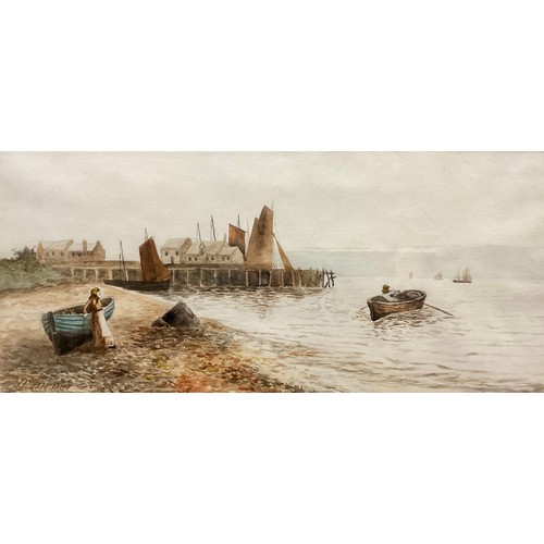 911 - D. Turner (19th century)
A pair, Coastal Scenes, with red-sailed barges
each signed, watercolours, 2... 