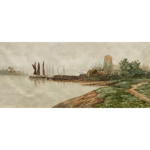 911 - D. Turner (19th century)
A pair, Coastal Scenes, with red-sailed barges
each signed, watercolours, 2... 