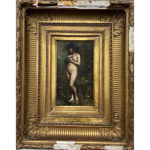 818 - In the manner of, and attributed on the frame to Gustave Courbet (French, 1819-1877)
Female Nude sta... 