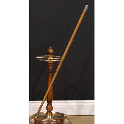 1757 - A Victorian silver mounted walking stick, malacca cane, 96cm long overall, Ben Cox, London 1900