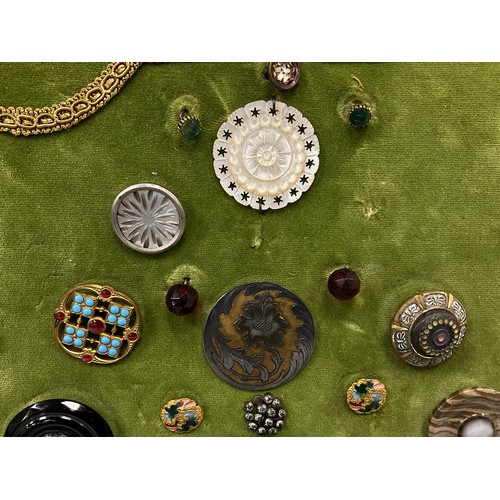 709 - Buttonology - a collection of Victorian and later buttons inc mother of pearl carved, enamelled, pre... 