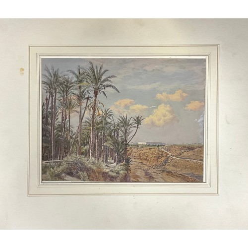 1099 - Martin Snape (fl.1874-1901) 
The Dry River, Middle Eastern Landscape with Palm Trees
signed, waterco... 