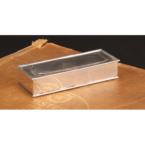 452 - An American silver rectangular three-section stamp box, hinged cover, 10.5cm wide, Black, Starr & Fr... 