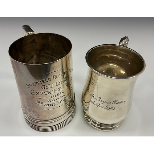 412 - A silver ale mug trophy, Sheffield Rotary Club Golf Circle, Captains Prize 1926, won by Edwin Robins... 