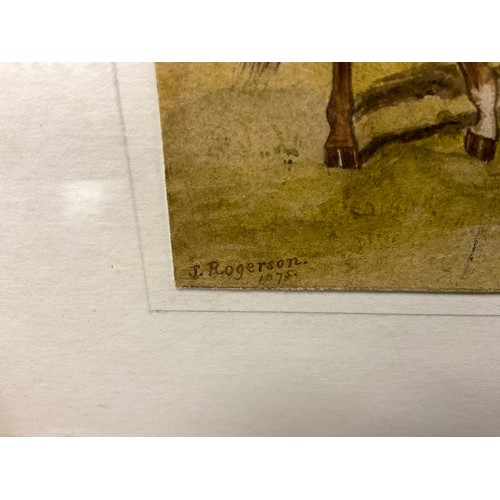 1049 - J. Rogerson English School, 19th century) 
Horses Feeding 
signed, dated 1875, watercolour, 17cm x 3... 