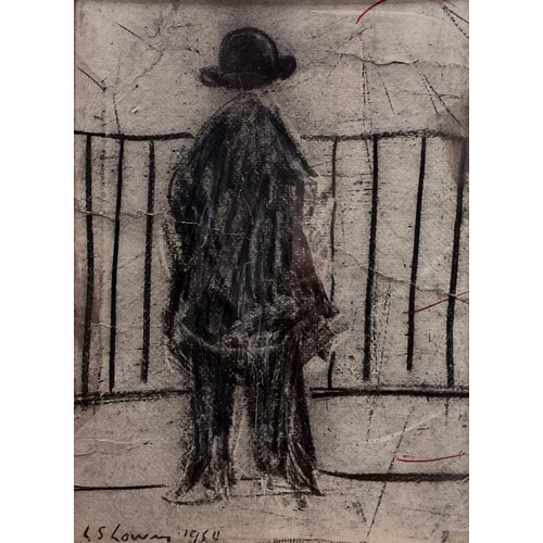 777 - After L. S. Lowry (1887-1976) 
Man Leaning against Railings 
signed, dated 1954, mixed media, 23cm x... 