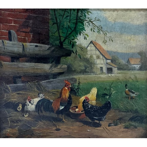 933 - B. Lehmann (German School, 19th century) 
Watching the Mallard 
signed, oil on canvas, 17.5cm x 19cm