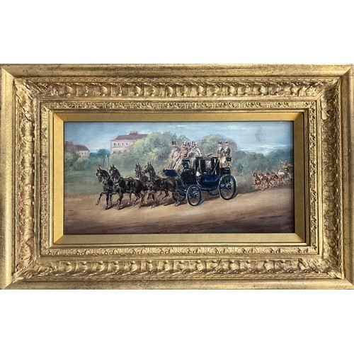 761 - H. E. Jones (Victorian School)
A pair, Coaching Scenes
signed, dated 1861, oils on canvas, 16.5cm x ... 