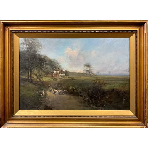 946 - Hugh Berry Scott (1854–1940) 
Straying Sheep 
unsigned, attribution to verso, oil on canvas, 29.5cm ... 