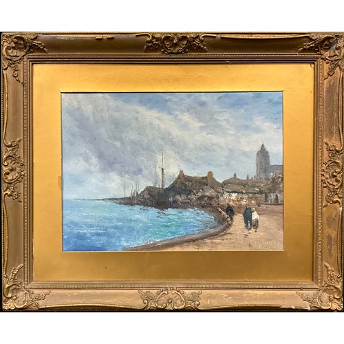 1117 - H. King (English School, 19th century) 
Impressionist Coastal Village 
signed, oil on board, 25.5cm ... 