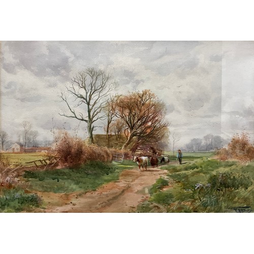 787 - Henry Charles Fox (1860-1925) 
Moving the Bulls
signed, dated 1901, watercolour, 36cm x 51.5cm