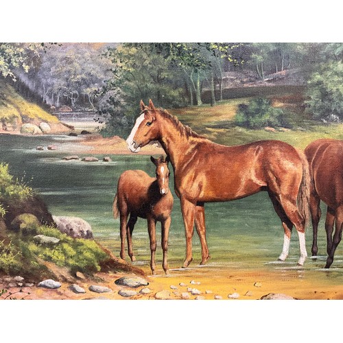 1090 - Stephen Park (b. 1953-) 
Horses Watering 
signed, oil on canvas, 49.5cm x 75cm