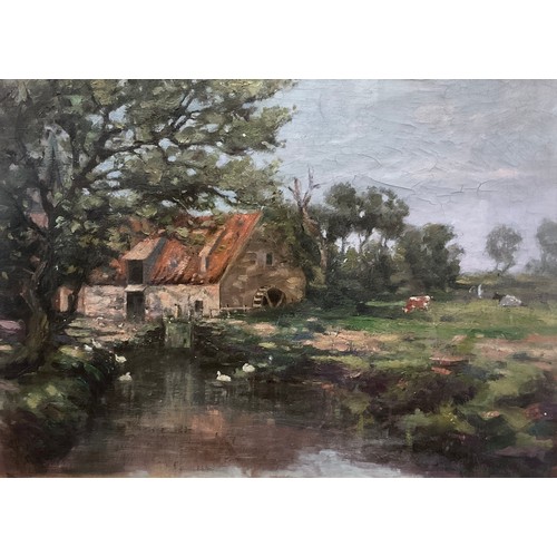 1077 - English School (early 20th century) 
The Water Mill 
indistinctly signed and dated, oil on canvas, 3... 