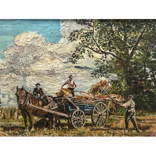 939 - C. A. Owen (Irish School) 
The Hay Cart 
signed, oil on board, 31cm x 40cm