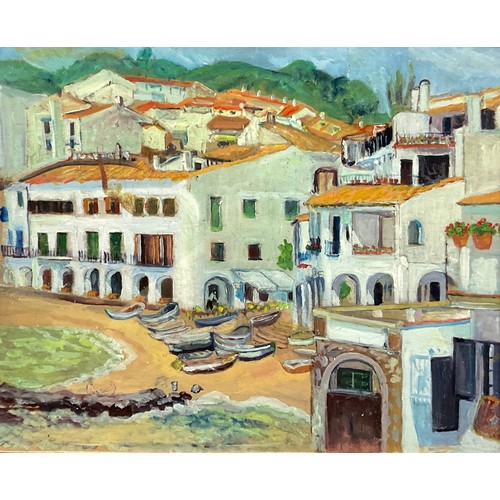 747 - French School (20th century) 
Coastal Village 
unsigned, oil on board, 35cm x 43cm