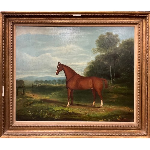 1082 - F. Stoward (English School, 19th century) 
Portrait of a Bay Mare in Landscape 
signed, dated 1859, ... 