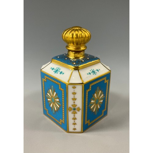 1216 - A Lynton porcelain canted square scent bottle, painted by Stefan Nowacki, monogrammed, with a Dutch ... 