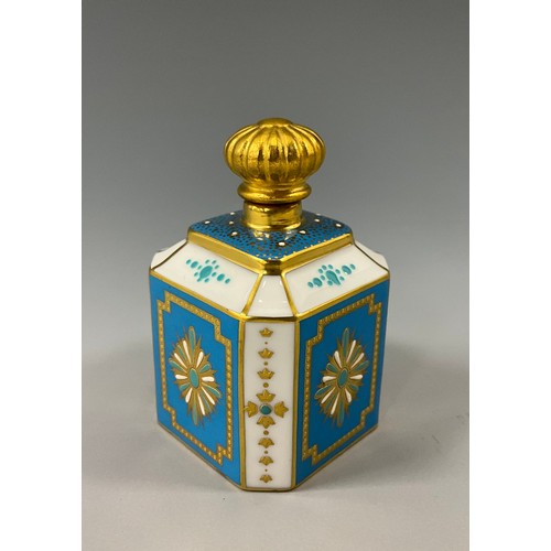 1216 - A Lynton porcelain canted square scent bottle, painted by Stefan Nowacki, monogrammed, with a Dutch ... 