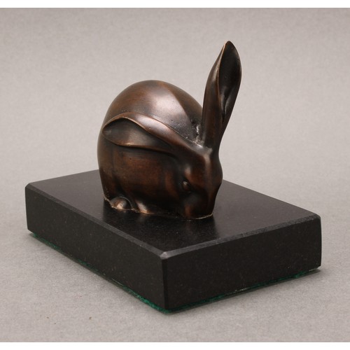 1959 - Édouard-Marcel Sandoz (1881 - 1971), a brown patinated animalier bronze, of a rabbit, signed in the ... 