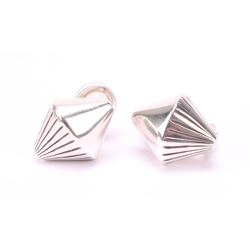 722 - Georg Jensen - a pair of Danish sterling silver earrings or studs, shape no.112, designed by Arno Ma... 