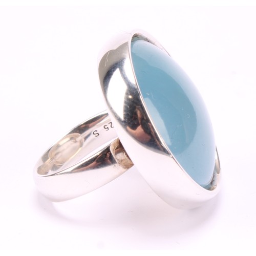 717 - Georg Jensen - a Danish sterling silver and blue quartz Regitze ring, designed by Regitze Overgaard,... 