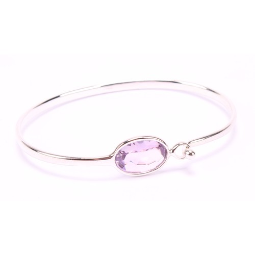 716 - Georg Jensen - a Danish sterling silver and amethyst Savannah bangle, designed by Vivianna Torun Bül... 