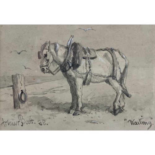 900 - Arthur Batt (British, 1846-1911)
A pair, Waiting, and The Scare
signed, titled, grisaille watercolou... 