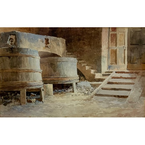 901 - Attributed to Fortunino Matania (Italian, 1881 - 1963) 
Wine Casks 
attributed verso, watercolour, 1... 