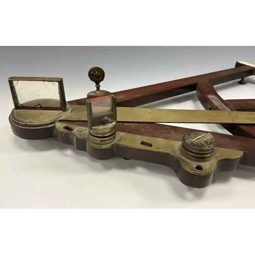 2074 - An early 19th century Maritime Octant sextant, unnamed brass and mahogany body, ivory register 0-90,... 