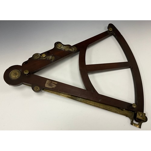 2074 - An early 19th century Maritime Octant sextant, unnamed brass and mahogany body, ivory register 0-90,... 