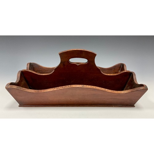 1828 - A George III mahogany  two division cutlery tray, with cut-out handle, 20cm high, 48cm wide, 26.5cm ... 