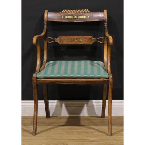 1922 - A set of eight 19th century simulated rosewood and brass marquetry dining chairs, comprising six sid... 