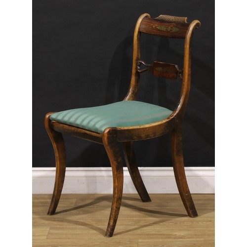 1922 - A set of eight 19th century simulated rosewood and brass marquetry dining chairs, comprising six sid... 