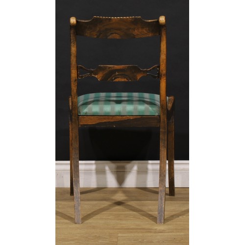 1922 - A set of eight 19th century simulated rosewood and brass marquetry dining chairs, comprising six sid... 