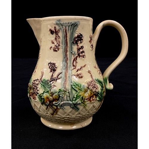 1245 - An 18th century William Greatbatch jug,  decorated with the Fruit Basket pattern, c.1765