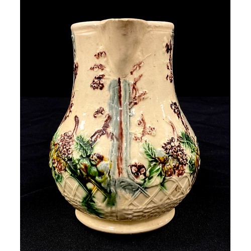 1245 - An 18th century William Greatbatch jug,  decorated with the Fruit Basket pattern, c.1765