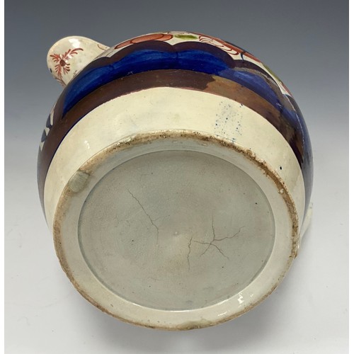 1247 - An early 19th century pearlware Gaudy Welsh jug, inscribed ‘Joseph Naylor Clickheaton’, c.1840, 18cm... 