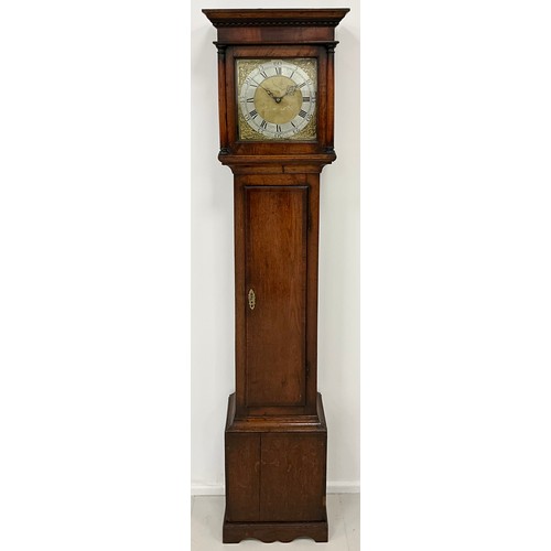 1716 - A 19th century oak long case clock, 28cm gilt metal circular dial, Roman numerals and subsidiary Ara... 