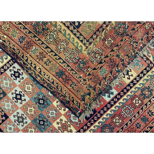 2059 - A Middle Eastern/Persian Kilim rug, knotted with a geometric pattern in alternating colours, blue, b... 