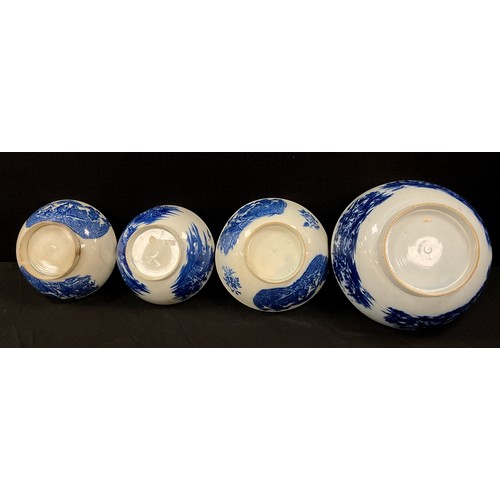 1162 - 19th century blue and white pearlware bowls including a large blue and white bowl, blue transfer pri... 