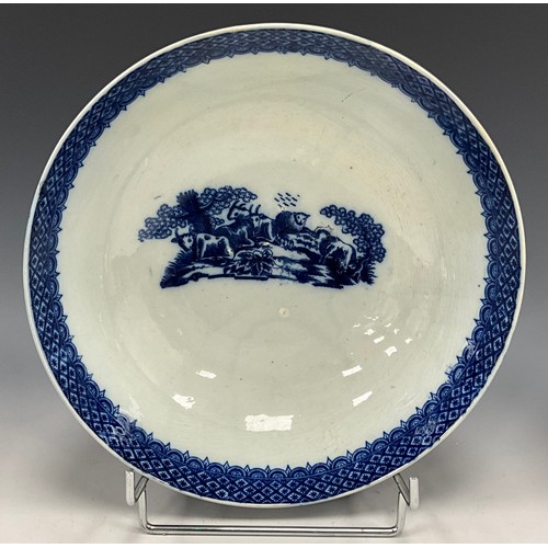 1167 - 19th century pearlware bowls including a late 18th century blue and white bowl, with printed ship vi... 